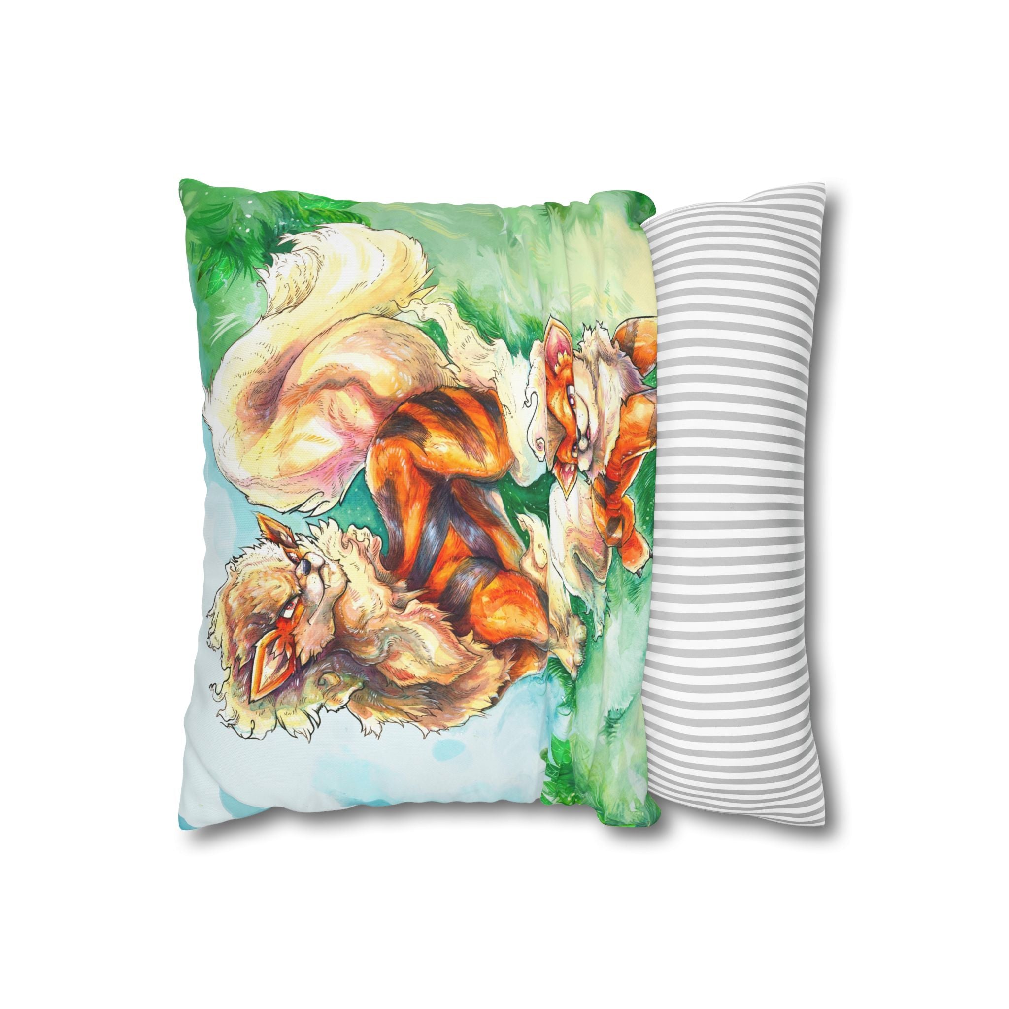 Square Poly Canvas Pillowcase - Fire Dogs