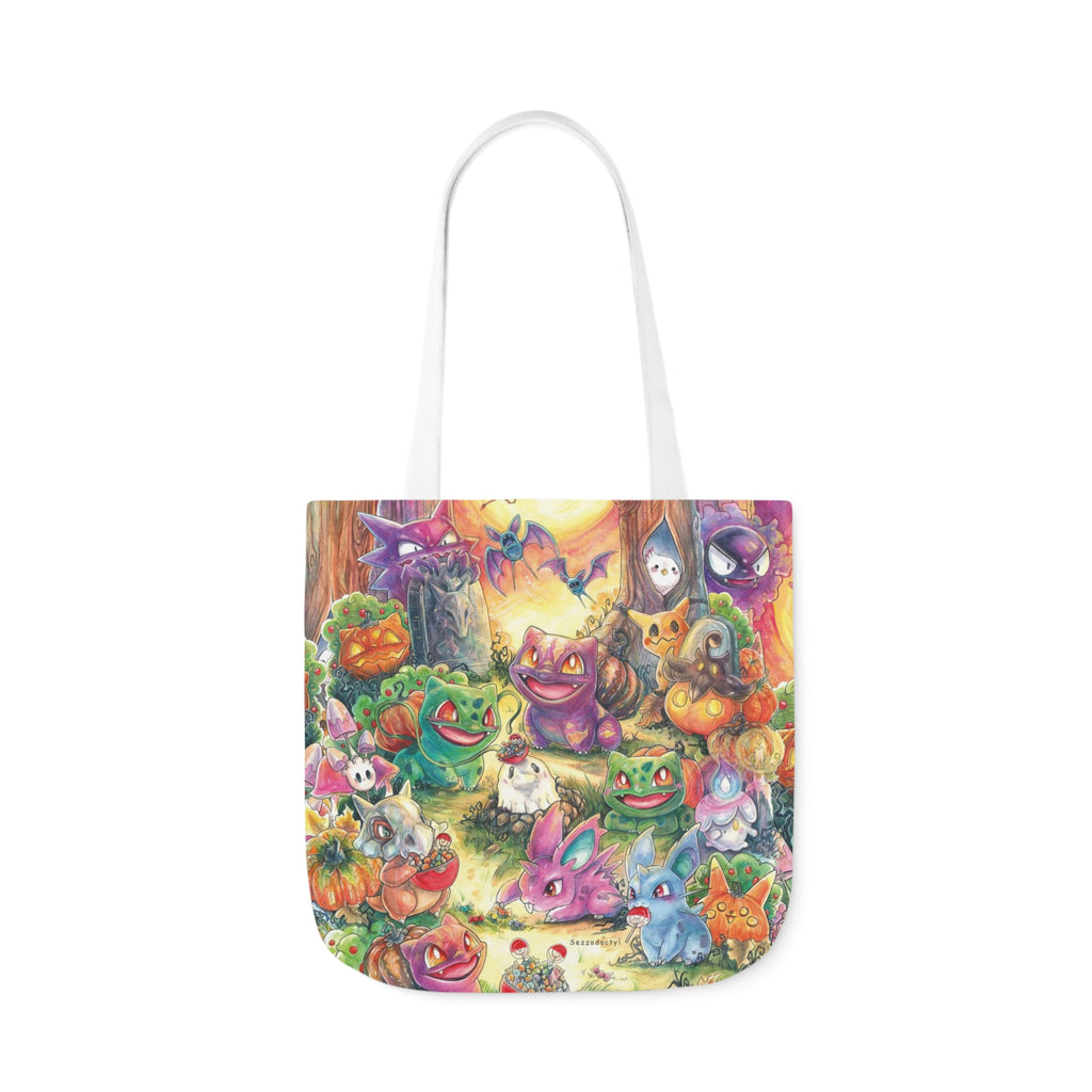 Canvas Tote Bag, 5-Color Straps - Halloween Friends