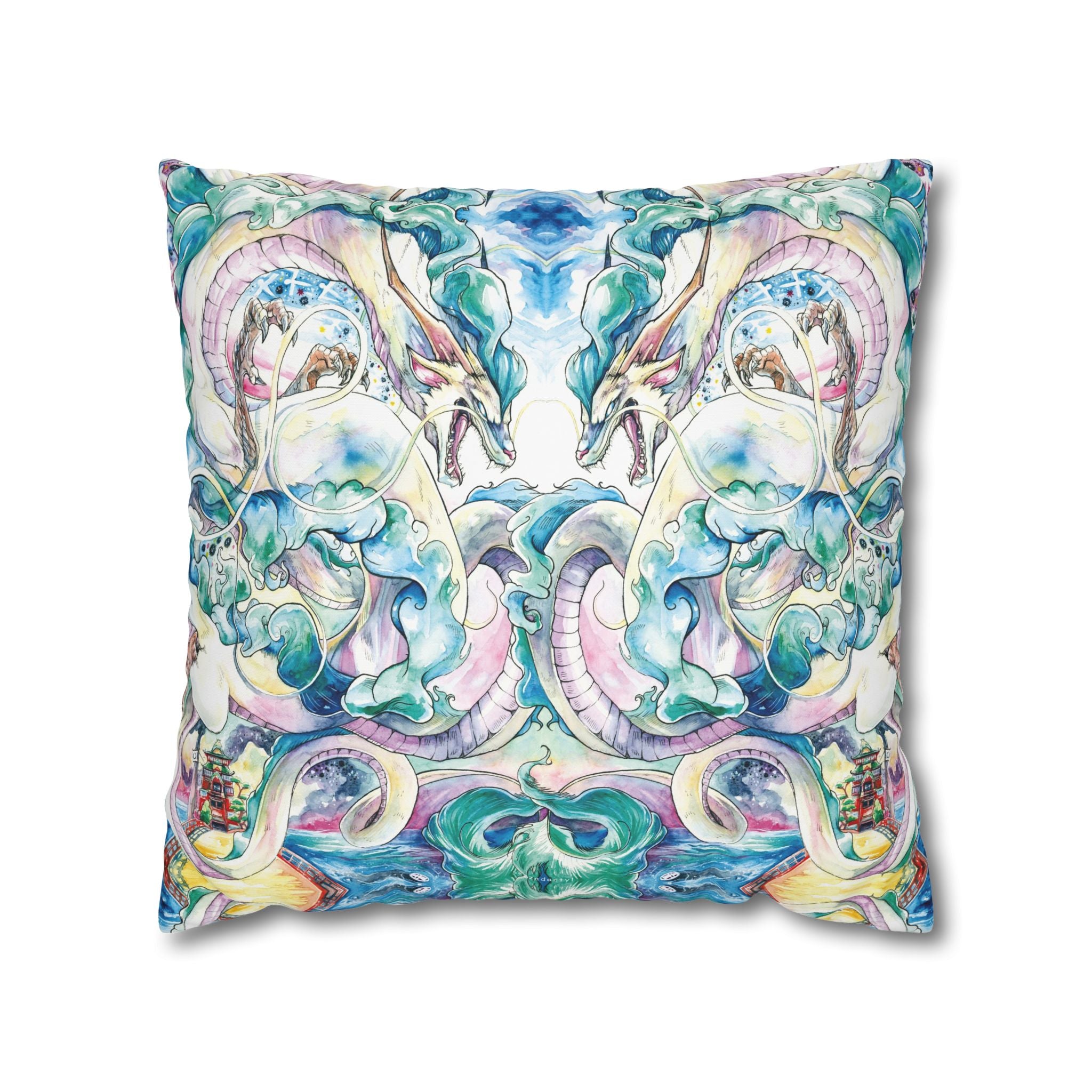Square Poly Canvas Pillowcase - Spirit of the River
