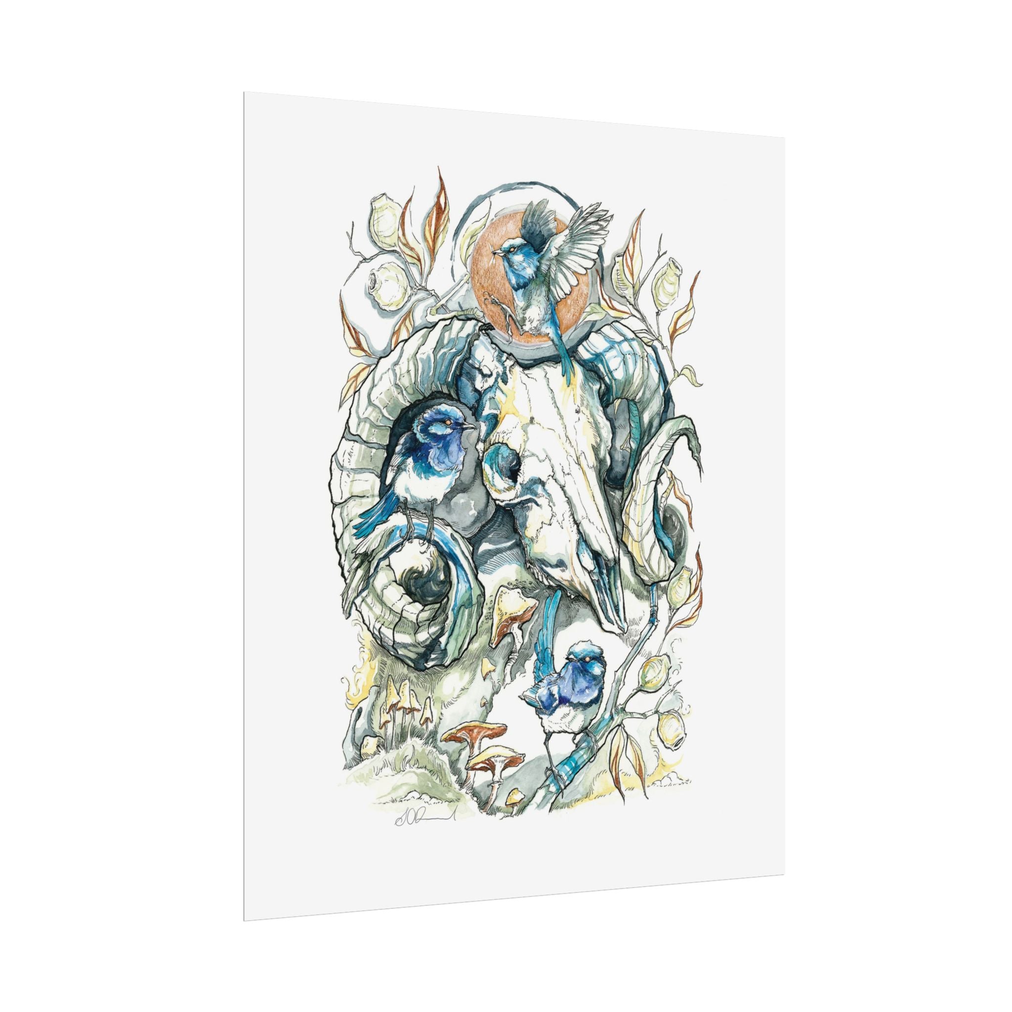 Ram Skull Poster Print