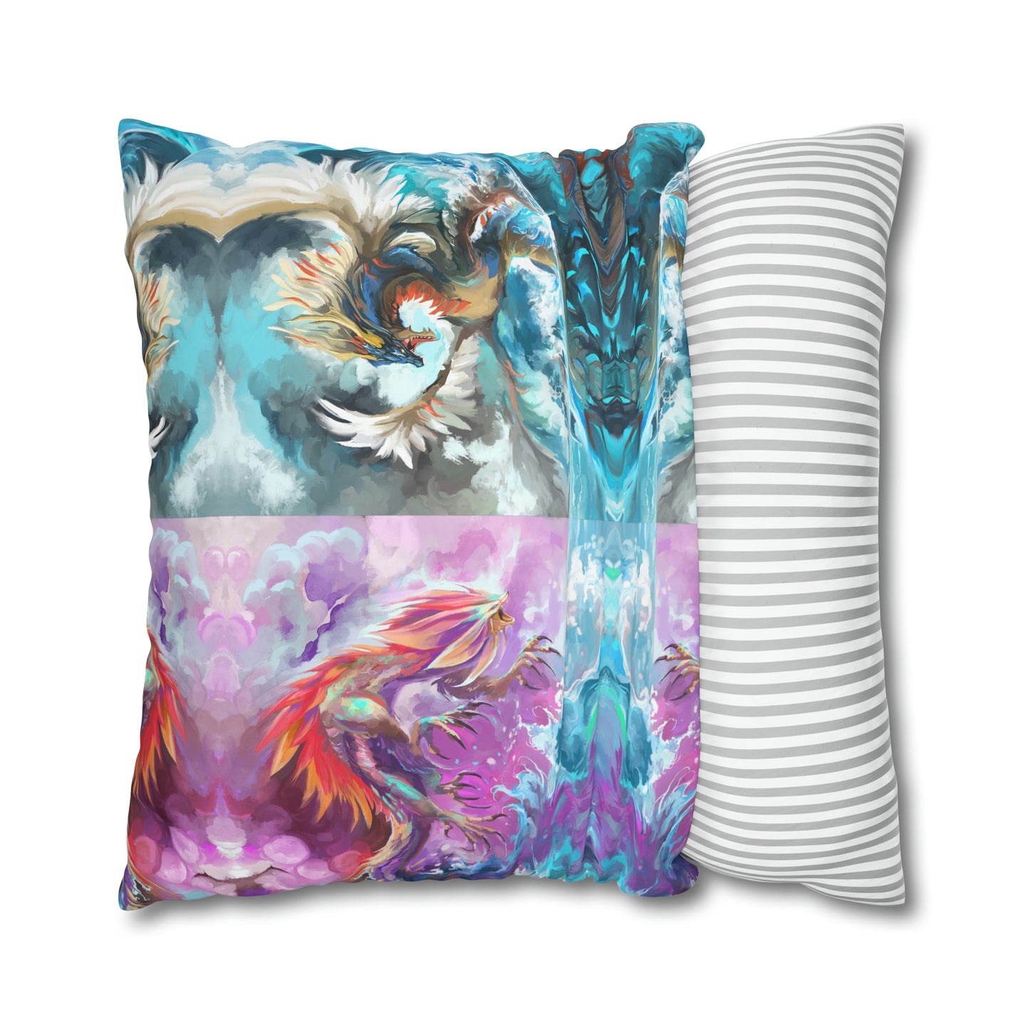 Square Poly Canvas Pillowcase - Monster Battle