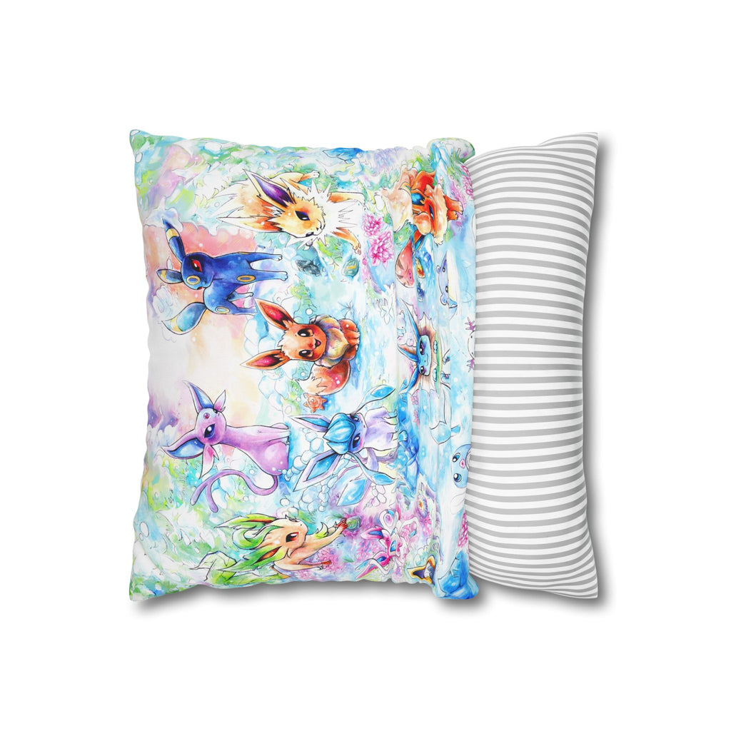 Square Poly Canvas Pillowcase - Fox Family Gathering