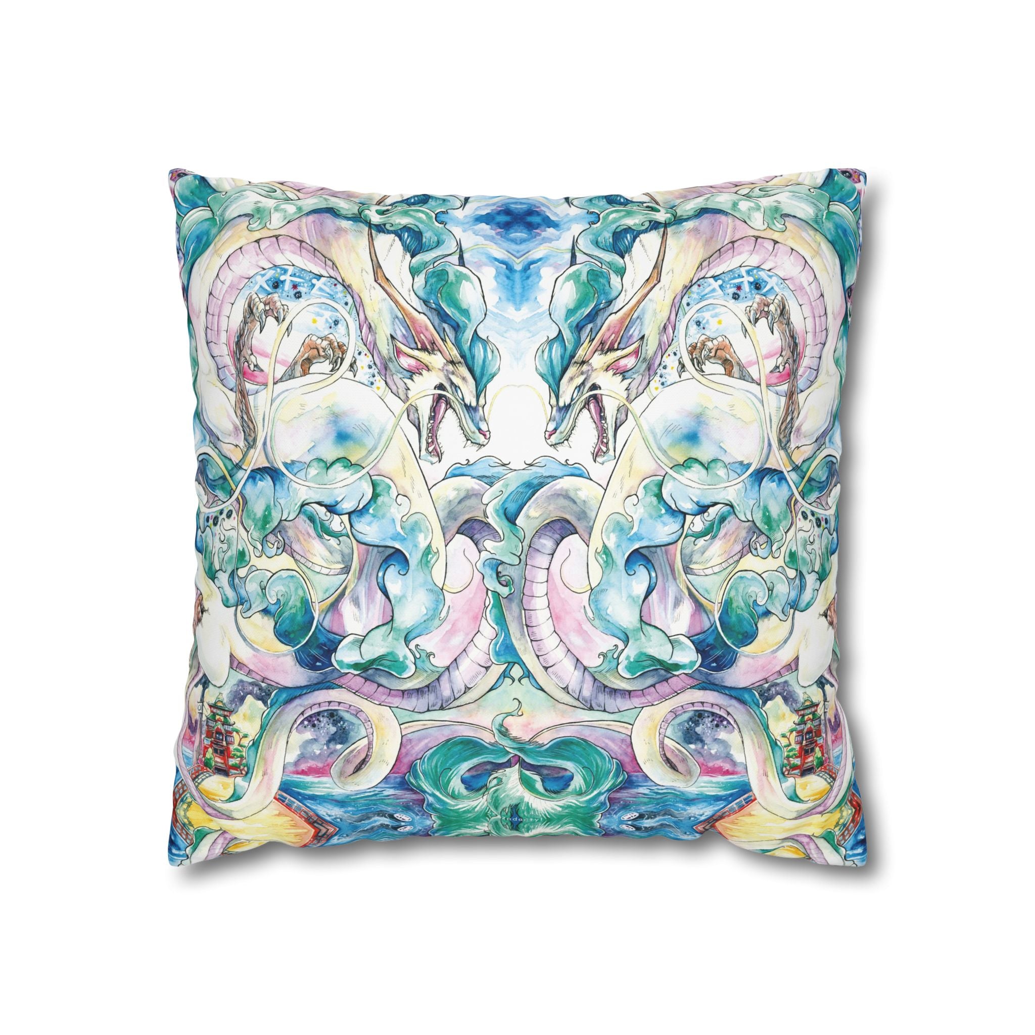 Square Poly Canvas Pillowcase - Spirit of the River