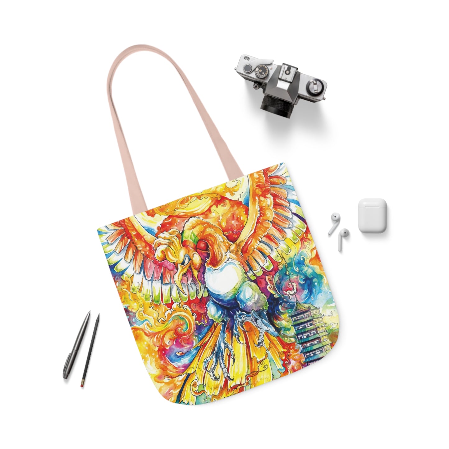 Tote Bag, 5-Color Straps - Fire Bird