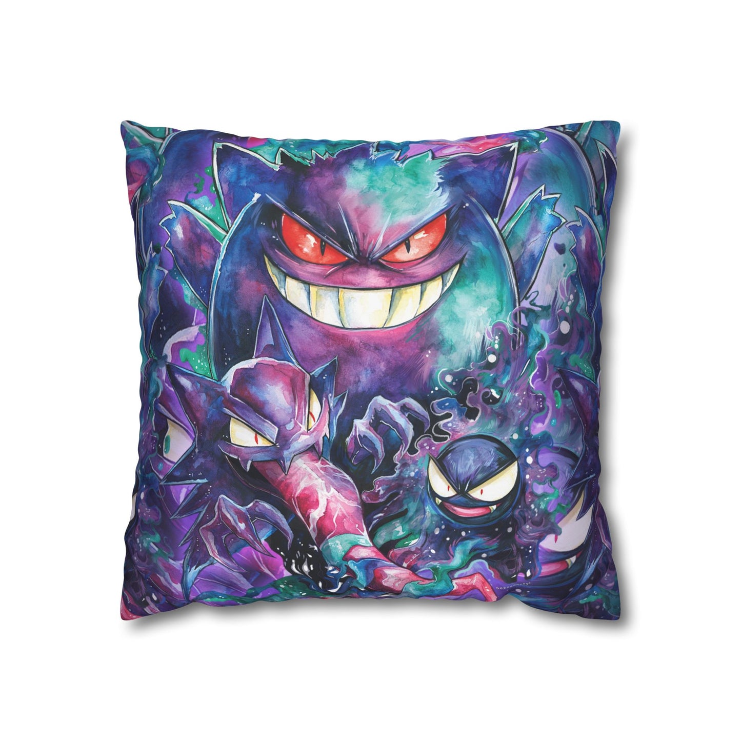 Square Poly Canvas Pillowcase - Ghostly Family