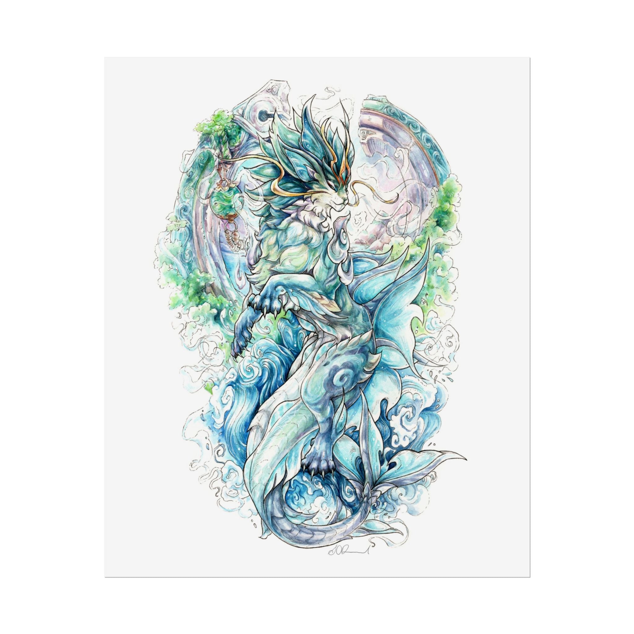 Cat Dragon Poster Print