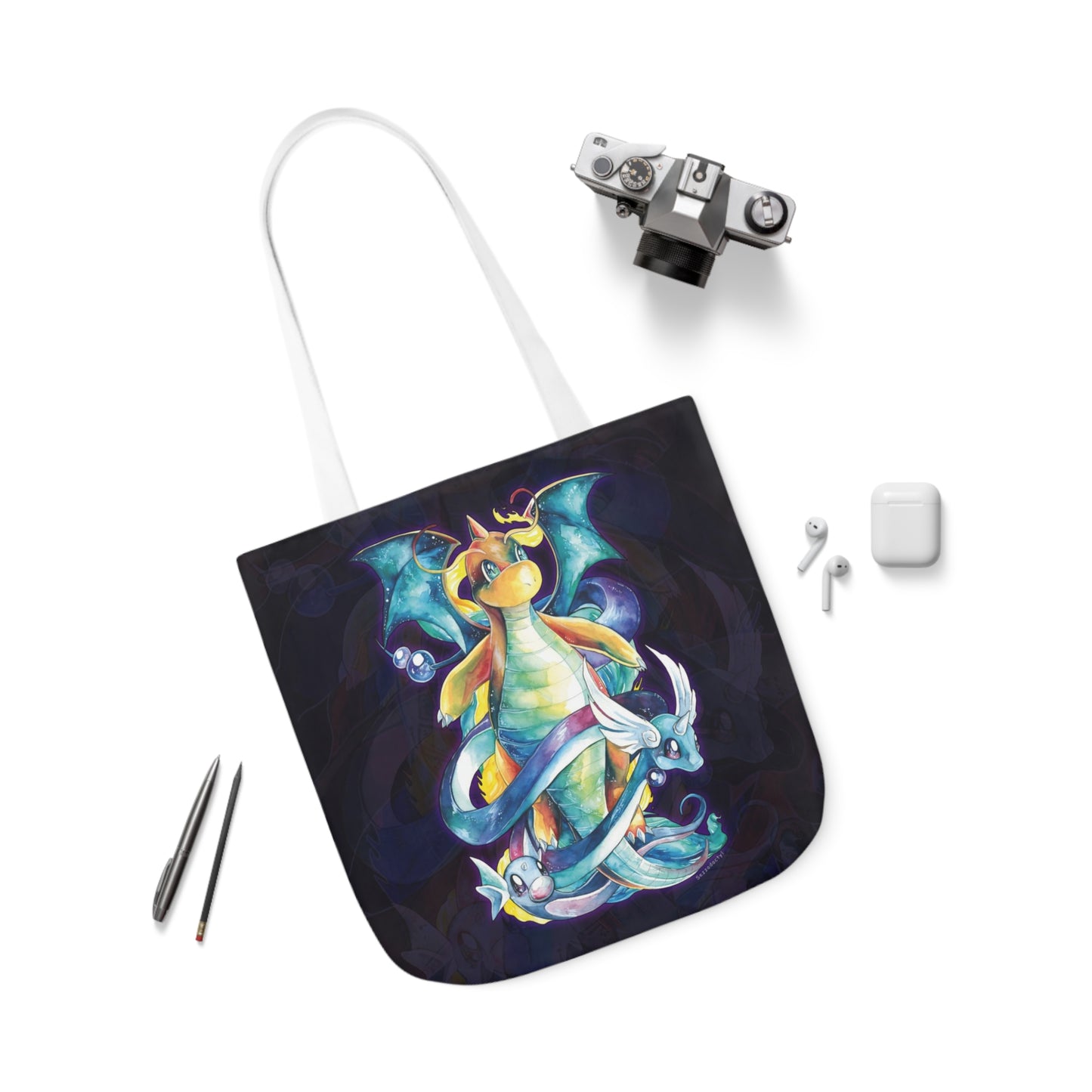 Canvas Tote Bag, 5-Color Straps - Dragons