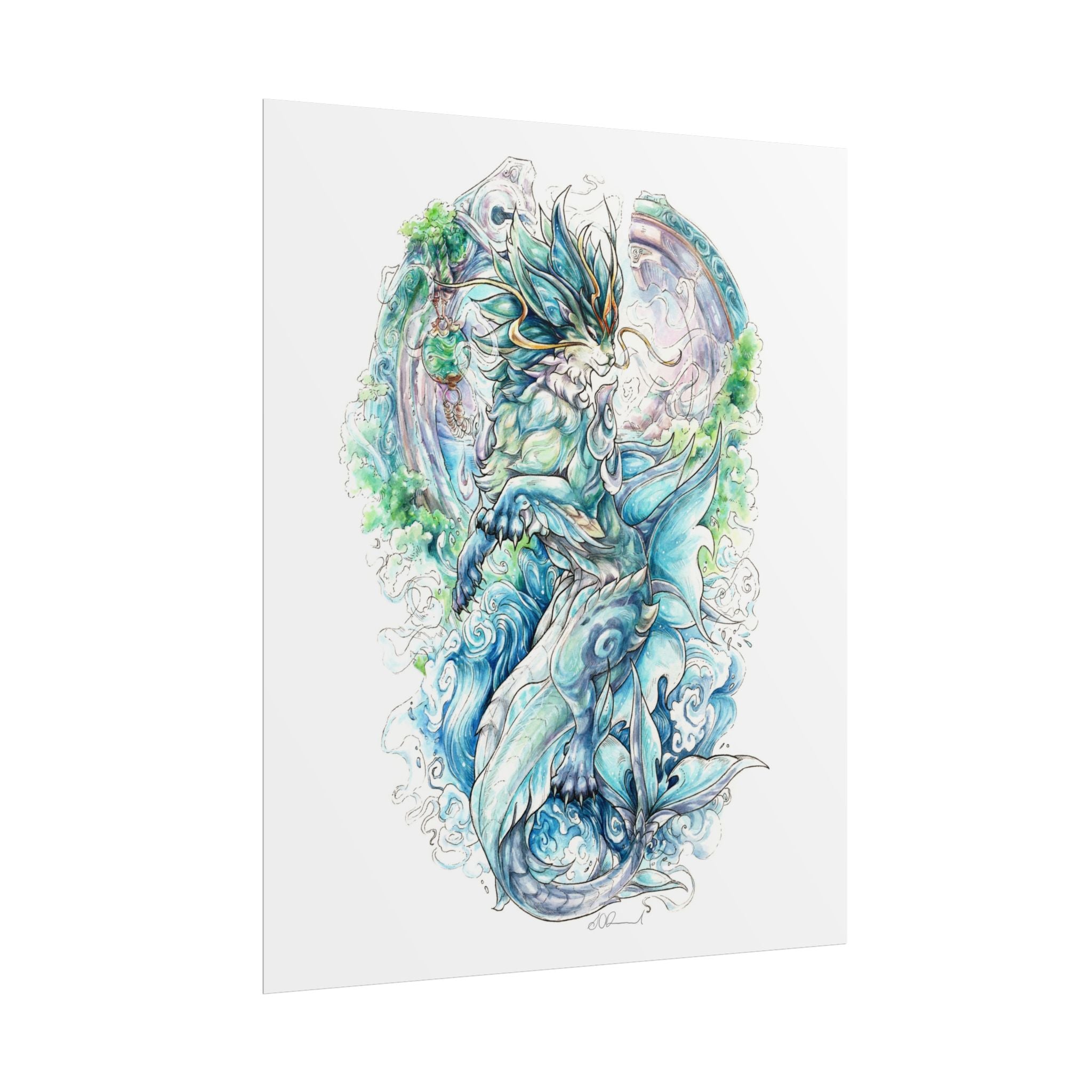 Cat Dragon Poster Print