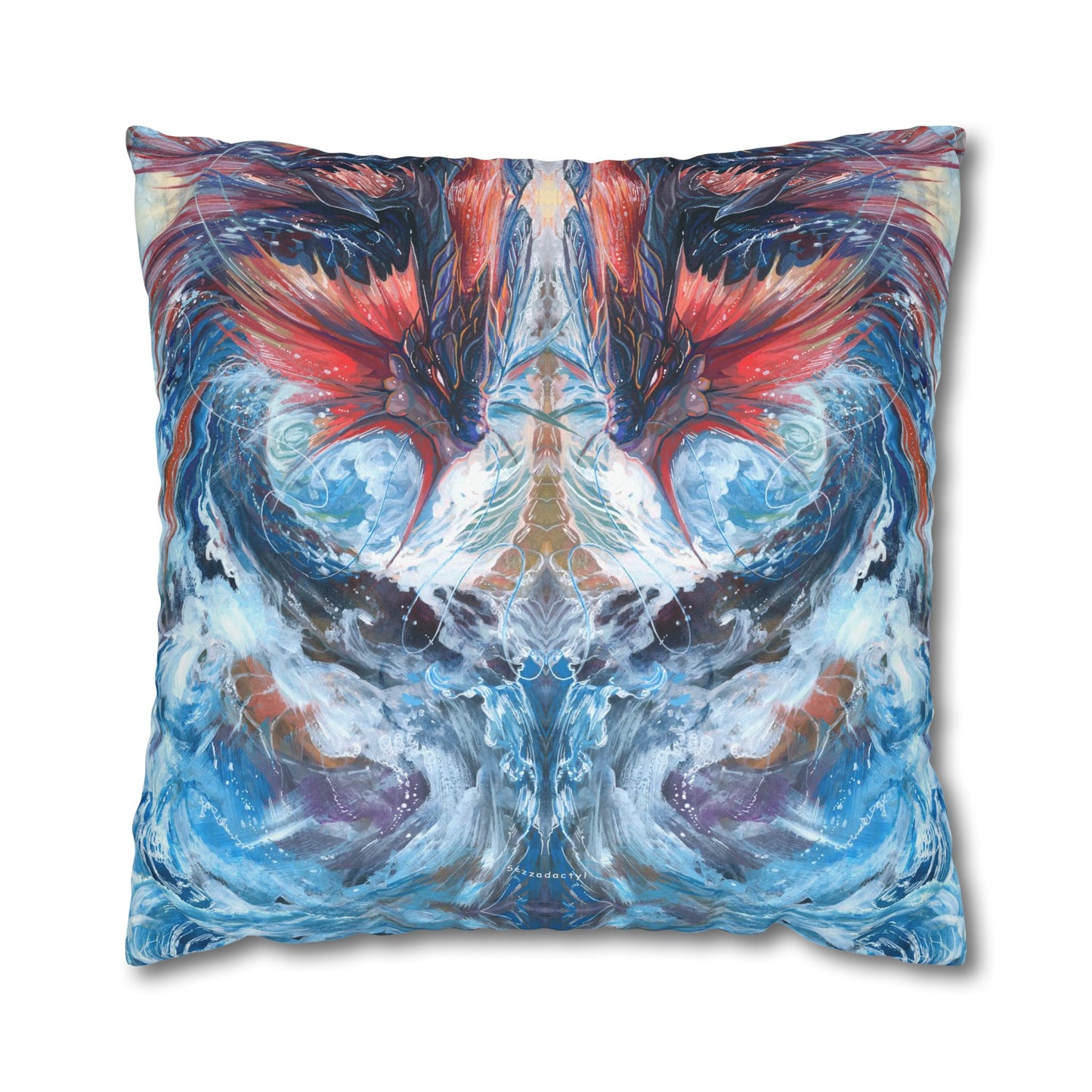 Square Poly Canvas Pillowcase - Serpent of the Rapids