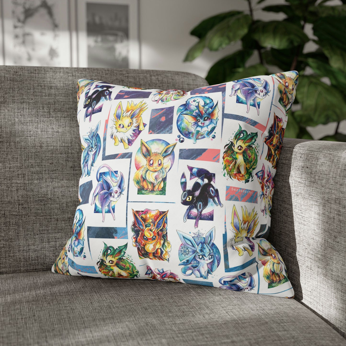 Square Poly Canvas Pillowcase - Foxes