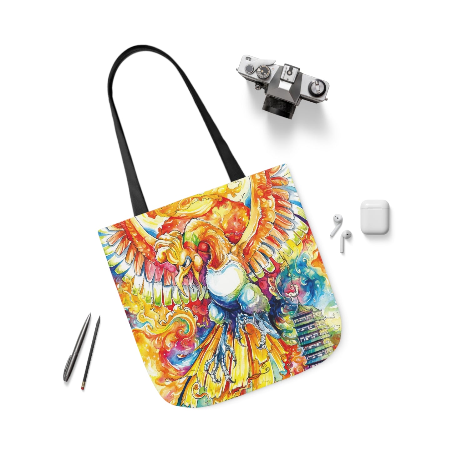 Tote Bag, 5-Color Straps - Fire Bird