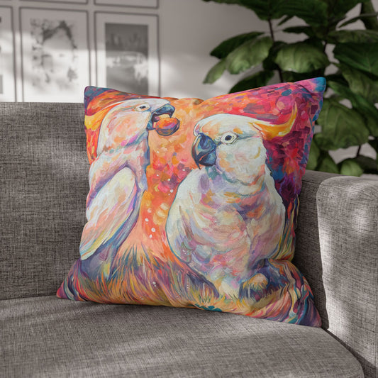 Square Poly Canvas Pillowcase - Cockatoos