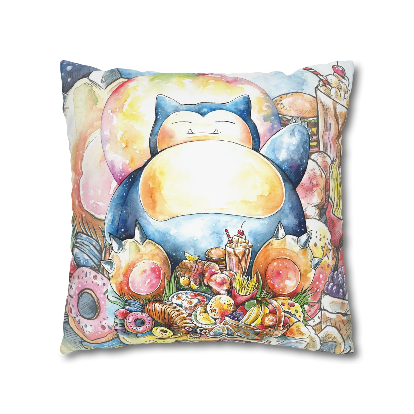 Square Poly Canvas Pillowcase - We Love Food