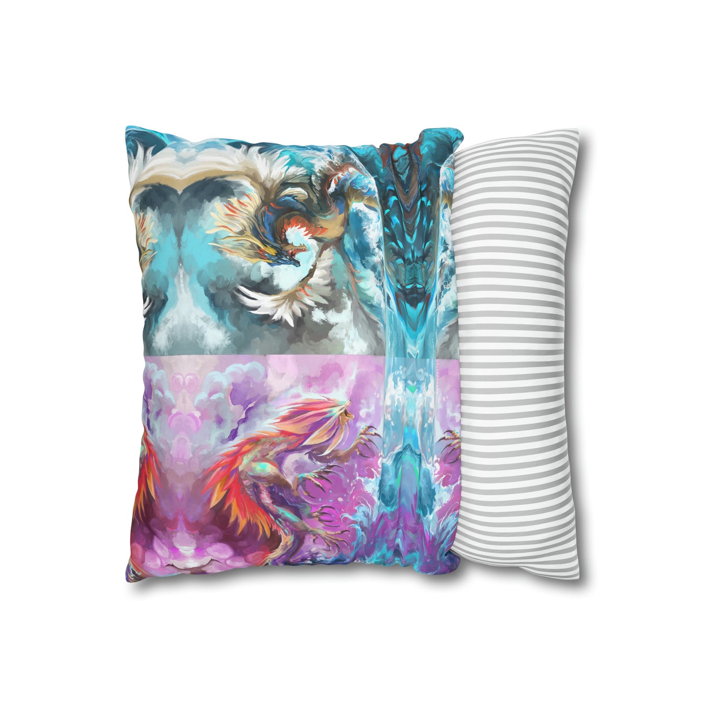 Square Poly Canvas Pillowcase - Monster Battle