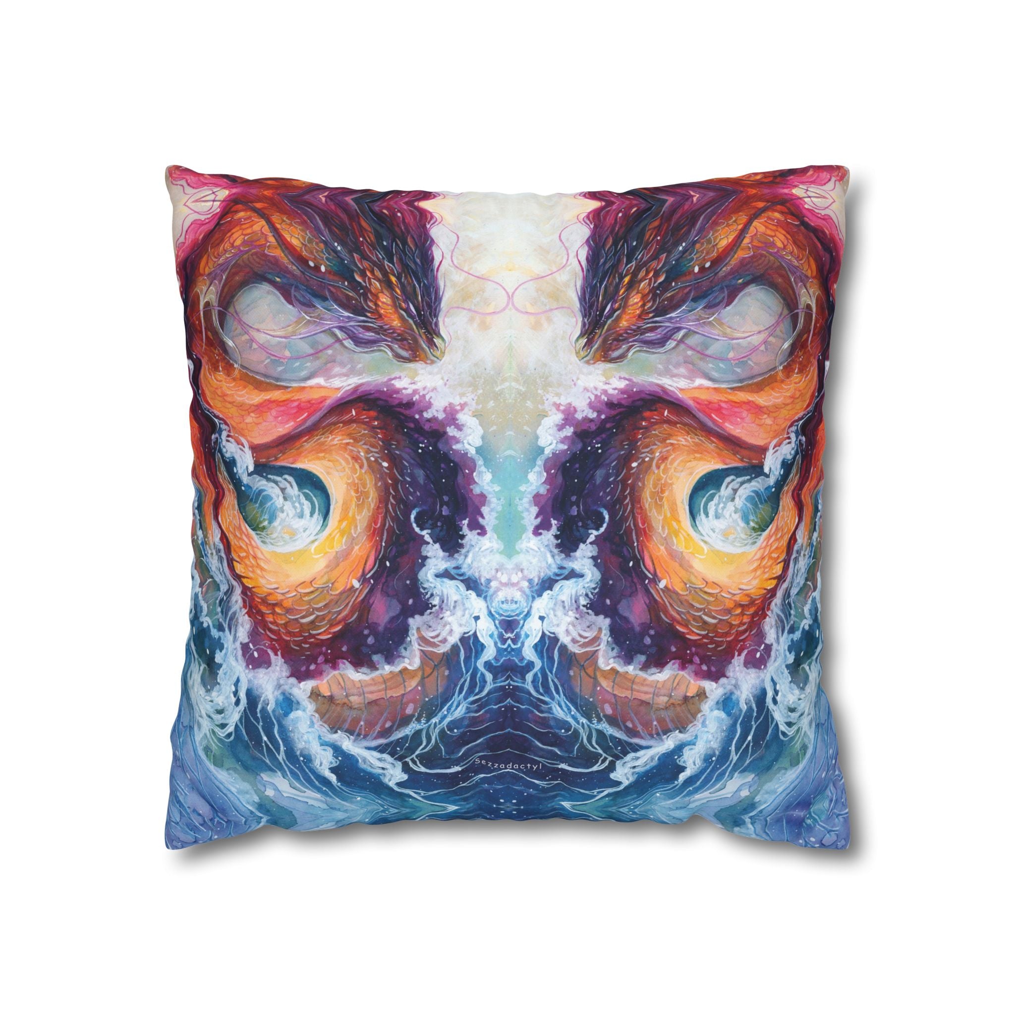 Square Poly Canvas Pillowcase - Serpent of the Lake