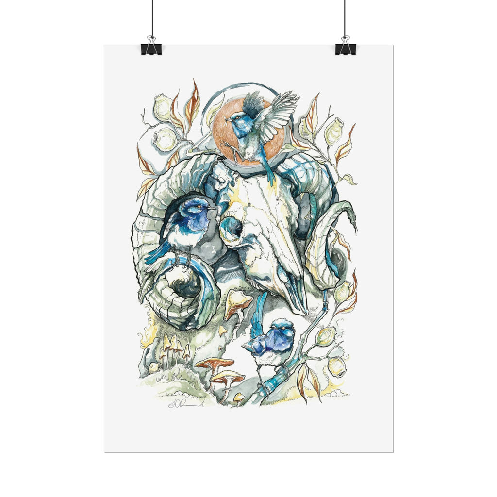 Ram Skull Poster Print