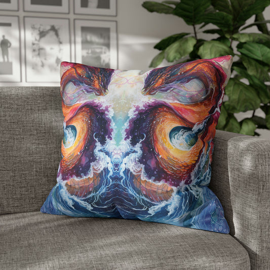 Square Poly Canvas Pillowcase - Serpent of the Lake