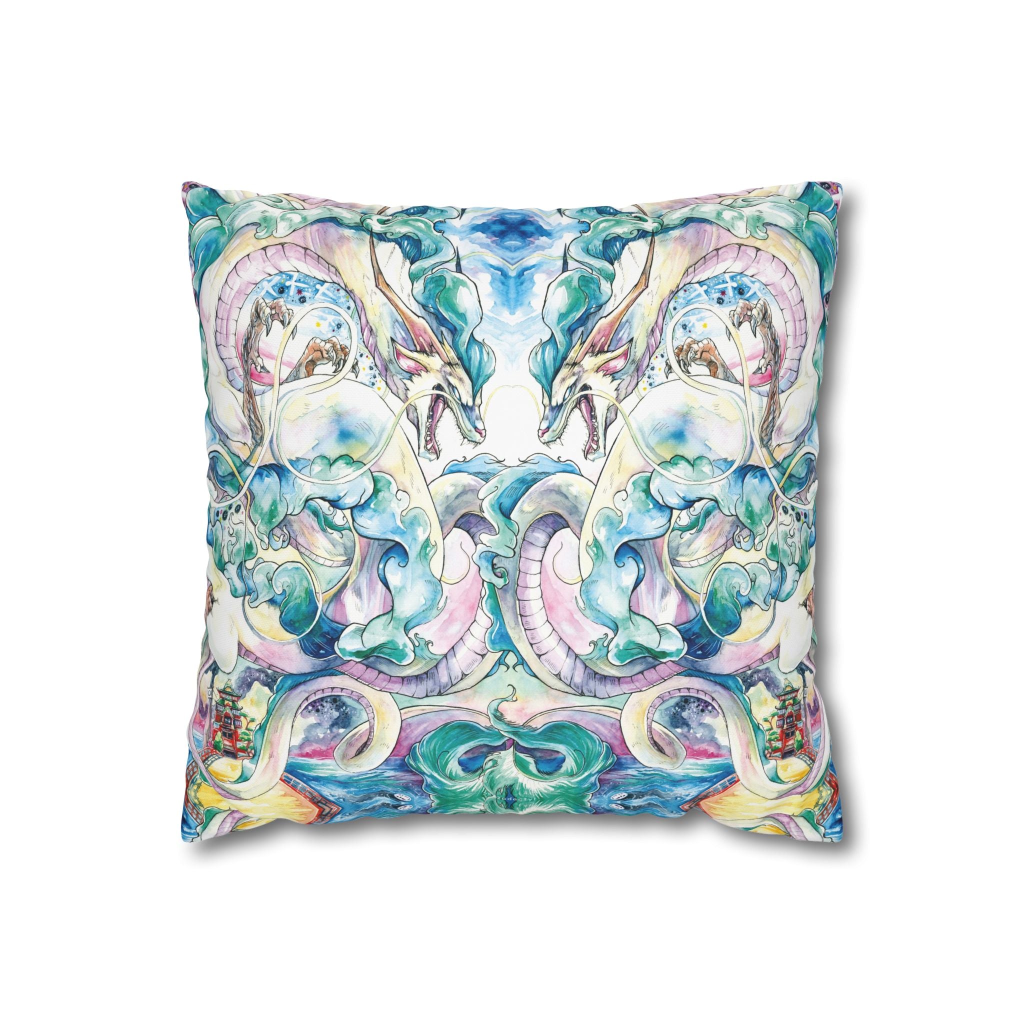 Square Poly Canvas Pillowcase - Spirit of the River