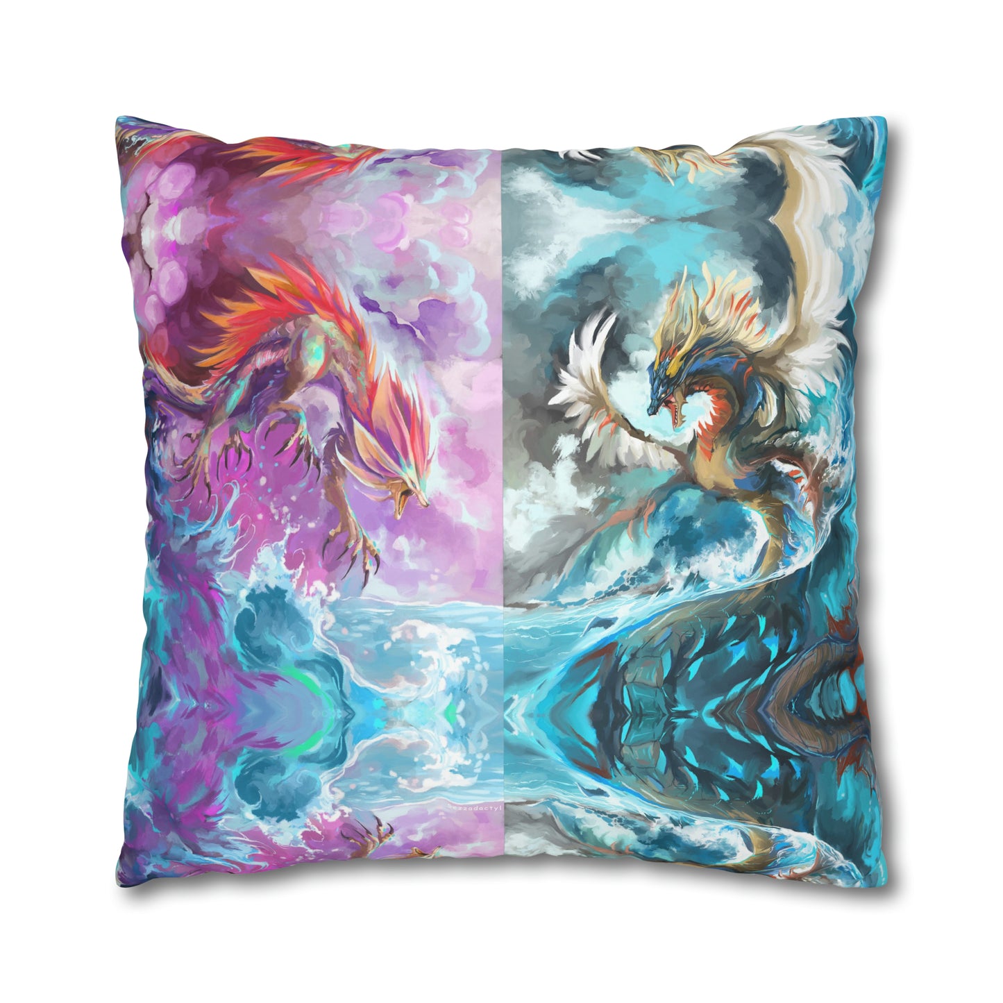 Square Poly Canvas Pillowcase - Monster Battle