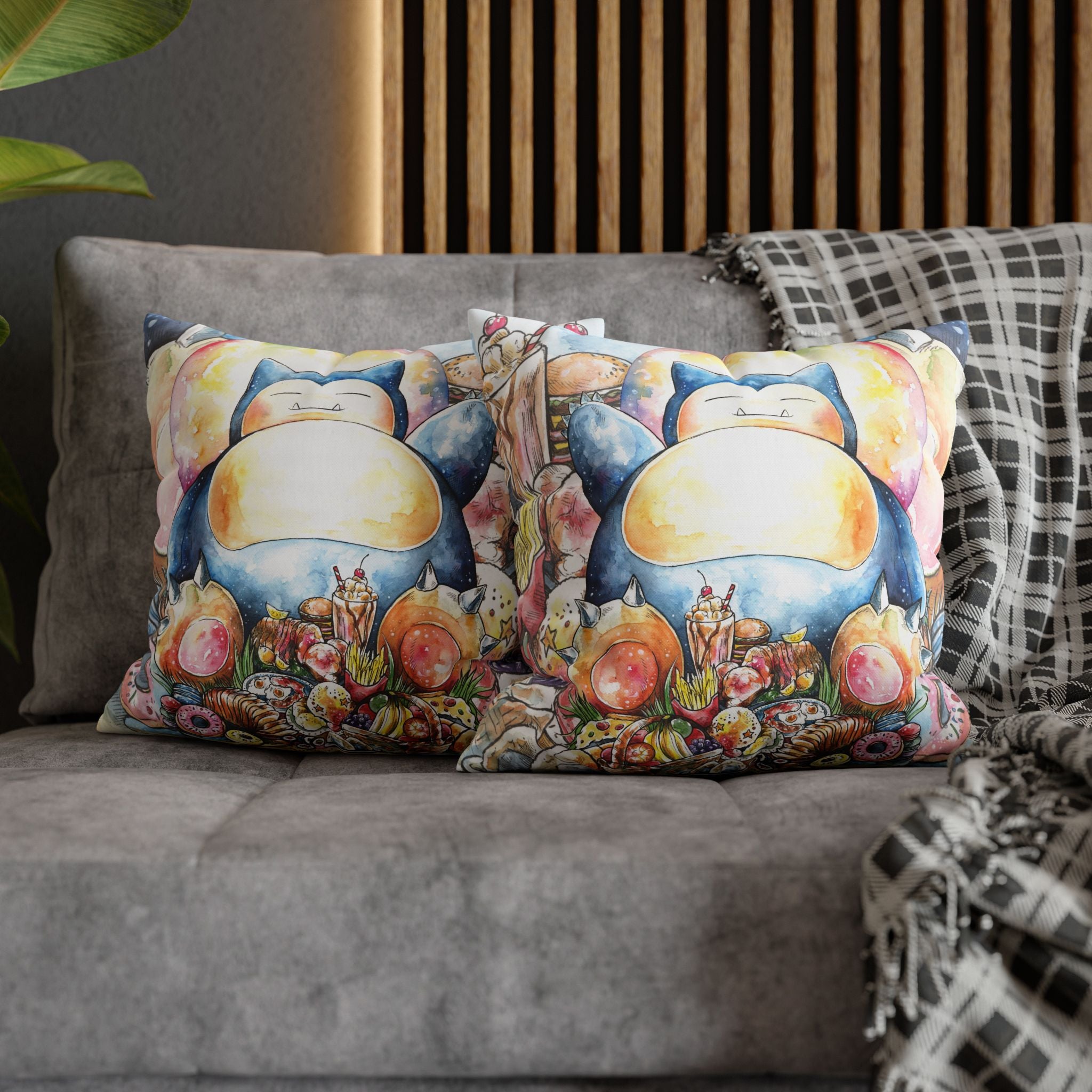 Square Poly Canvas Pillowcase - We Love Food