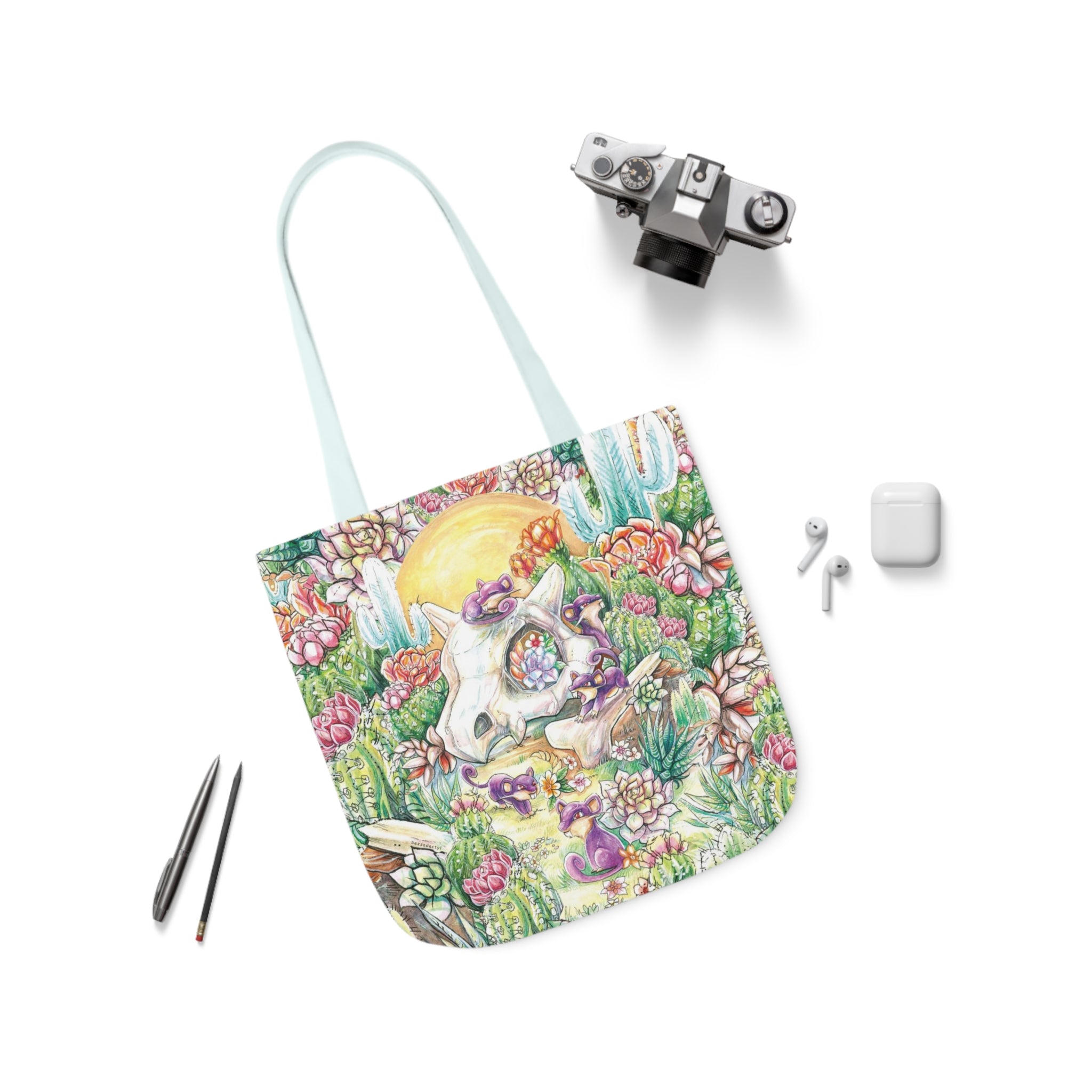 Tote Bag, 5-Color Straps - Skull