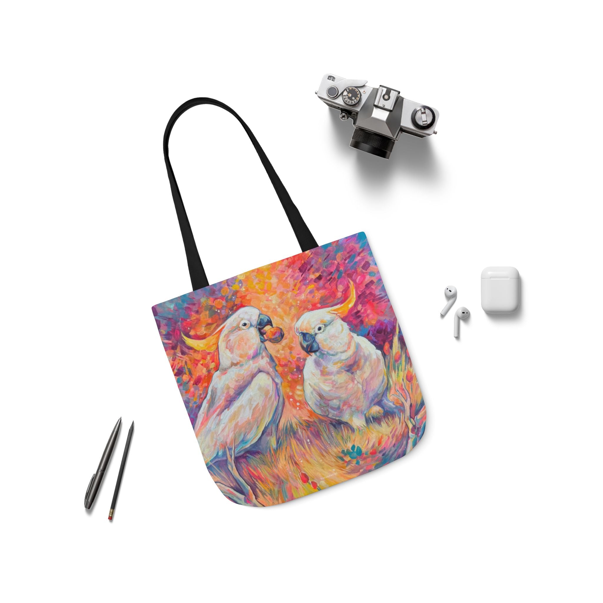 Tote Bag, 5-Color Straps - Cockatoos