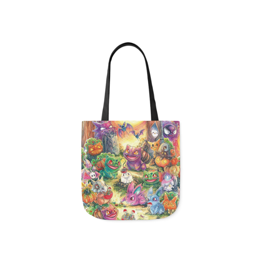 Canvas Tote Bag, 5-Color Straps - Halloween Friends