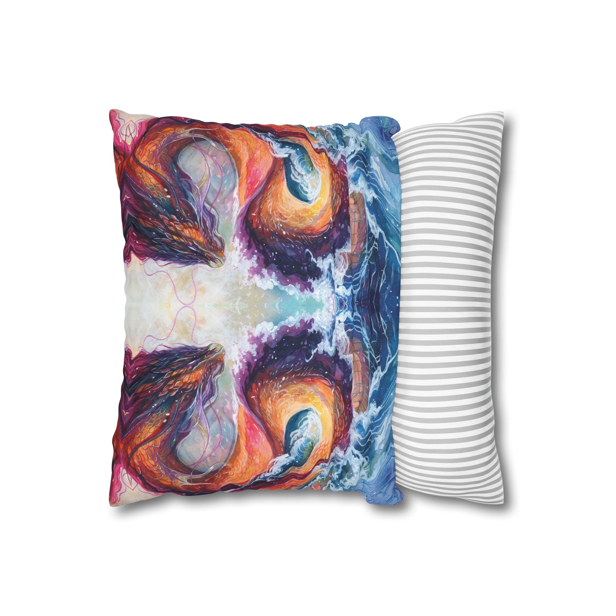 Square Poly Canvas Pillowcase - Serpent of the Lake