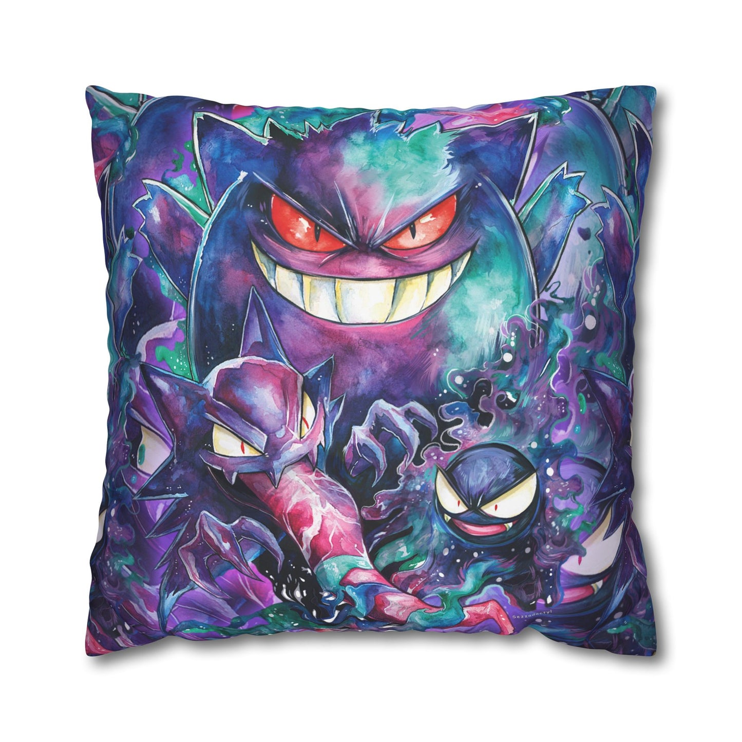 Square Poly Canvas Pillowcase - Ghostly Family