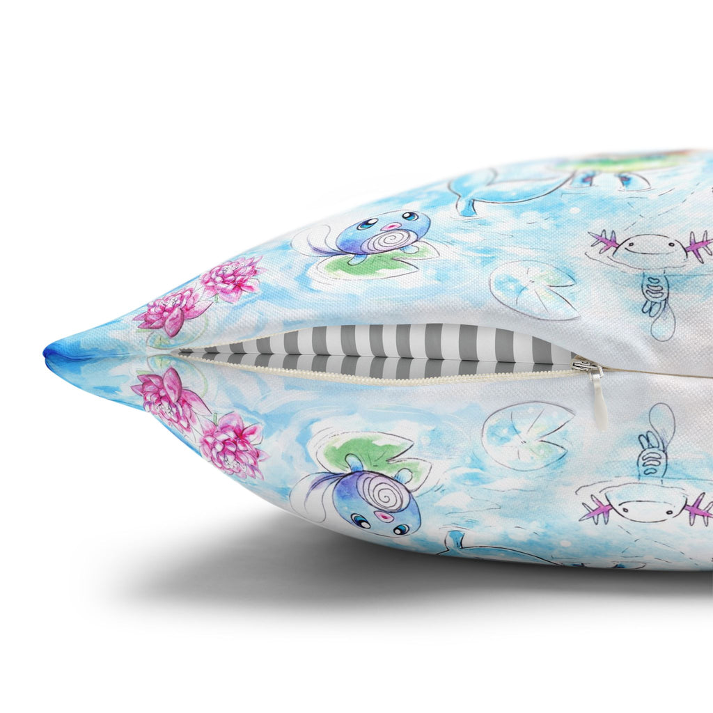 Square Poly Canvas Pillowcase - Fox Family Gathering