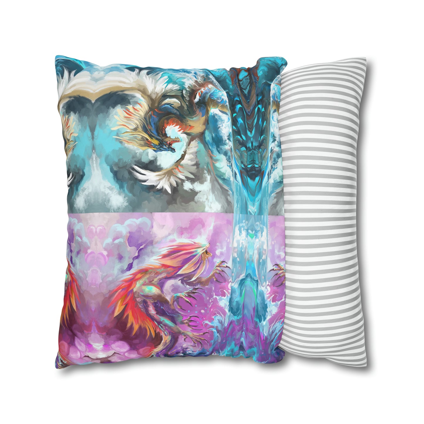 Square Poly Canvas Pillowcase - Monster Battle