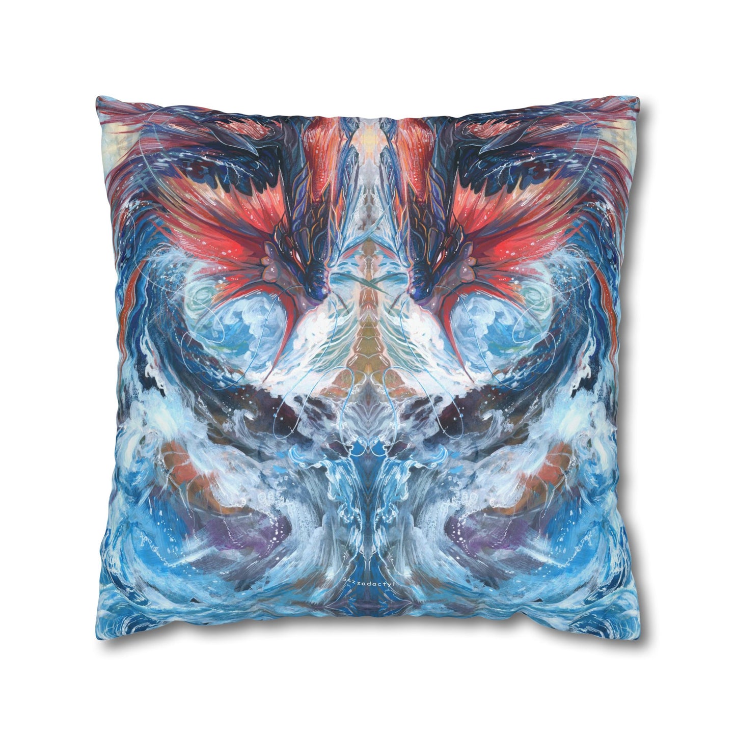 Square Poly Canvas Pillowcase - Serpent of the Rapids