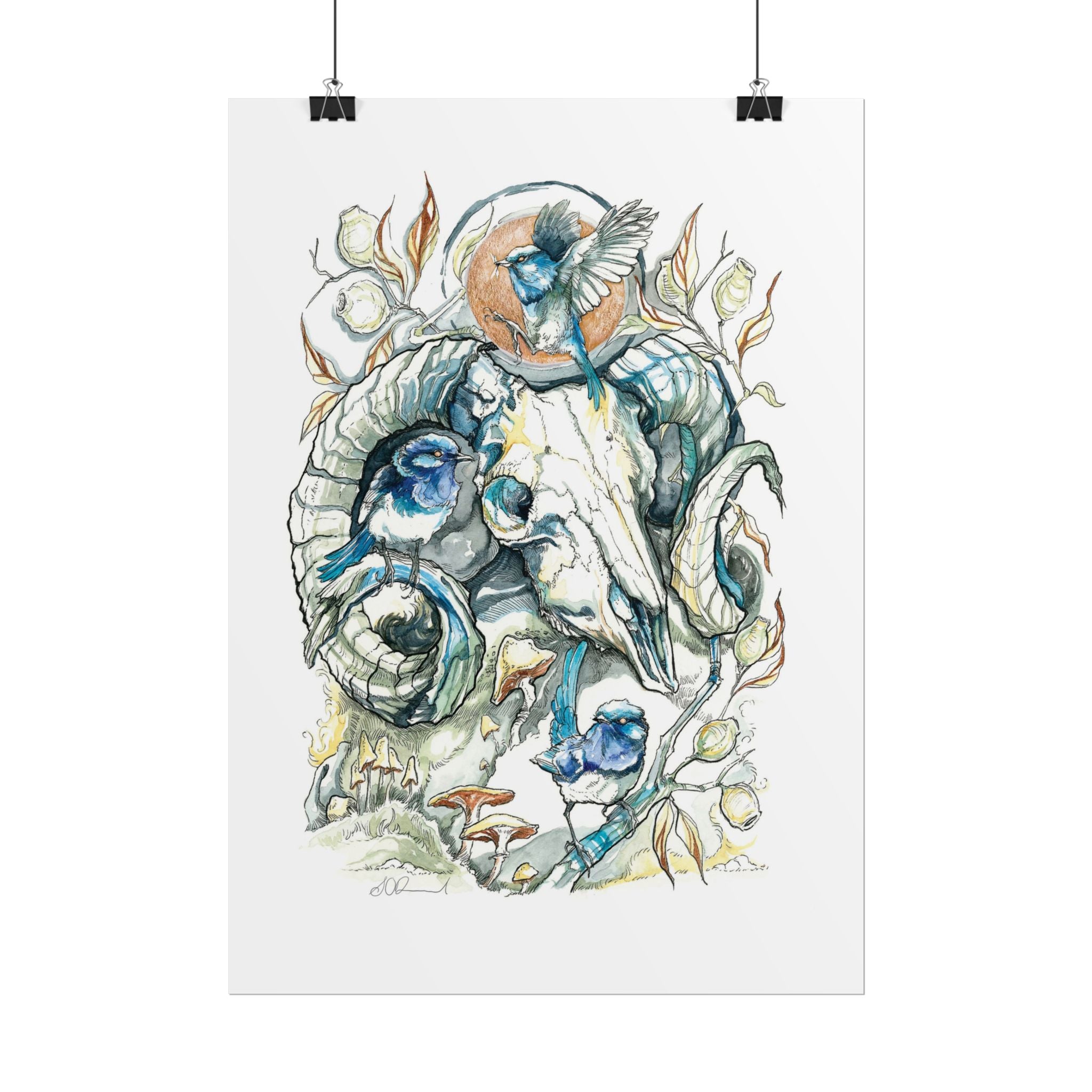 Ram Skull Poster Print
