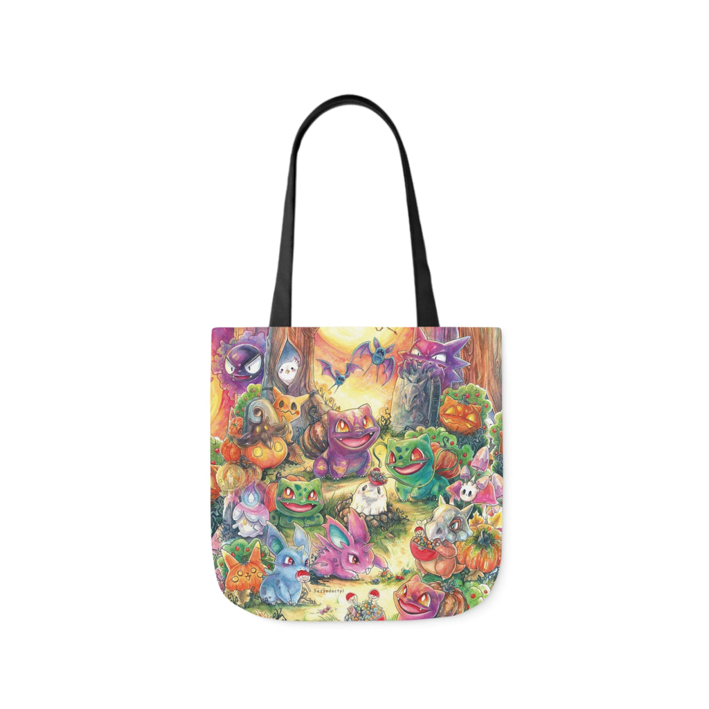 Canvas Tote Bag, 5-Color Straps - Halloween Friends