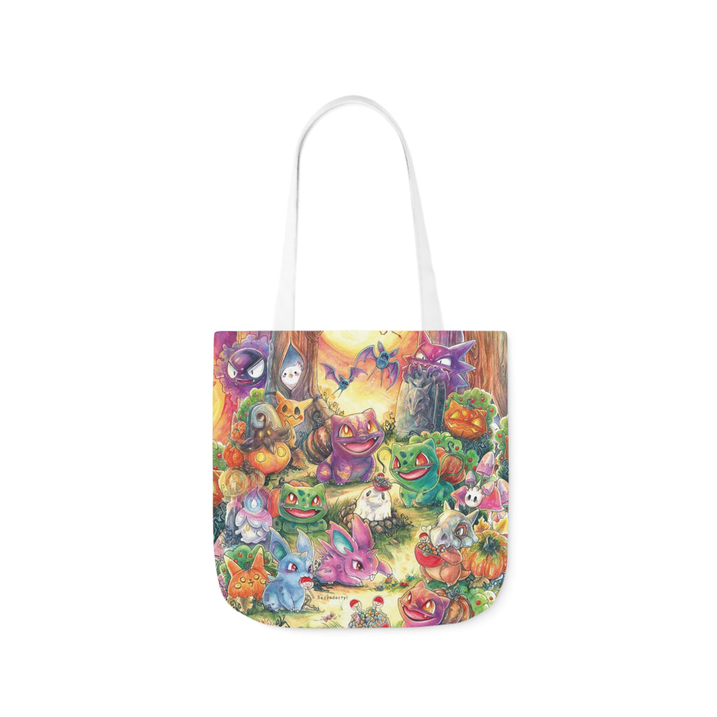 Canvas Tote Bag, 5-Color Straps - Halloween Friends