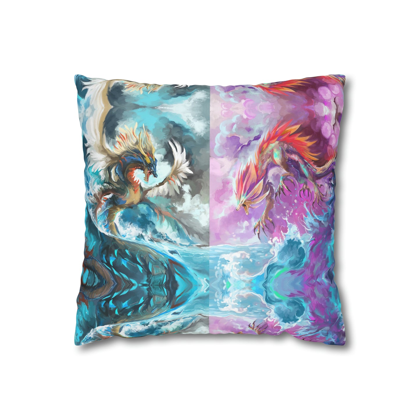 Square Poly Canvas Pillowcase - Monster Battle