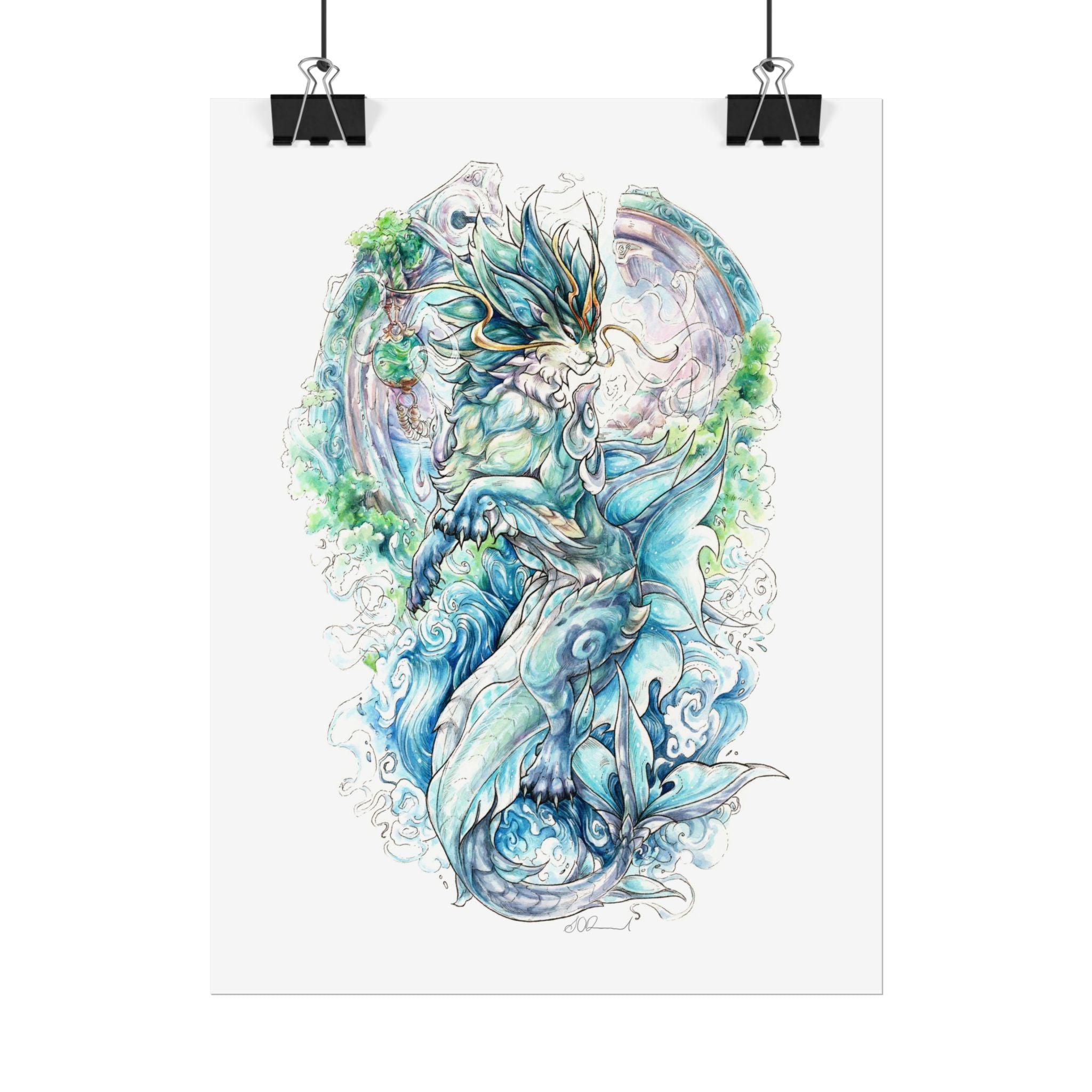 Cat Dragon Poster Print