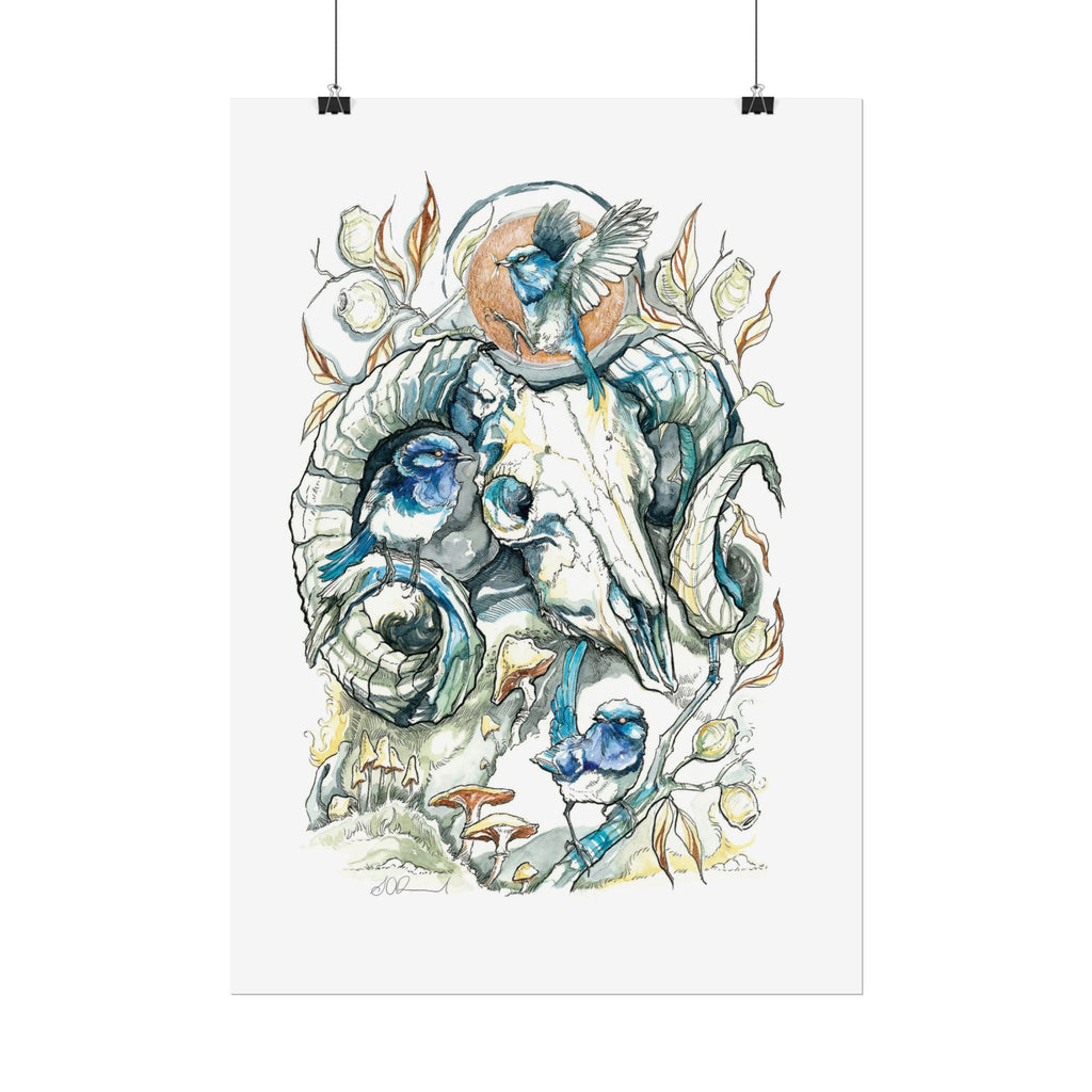 Ram Skull Poster Print