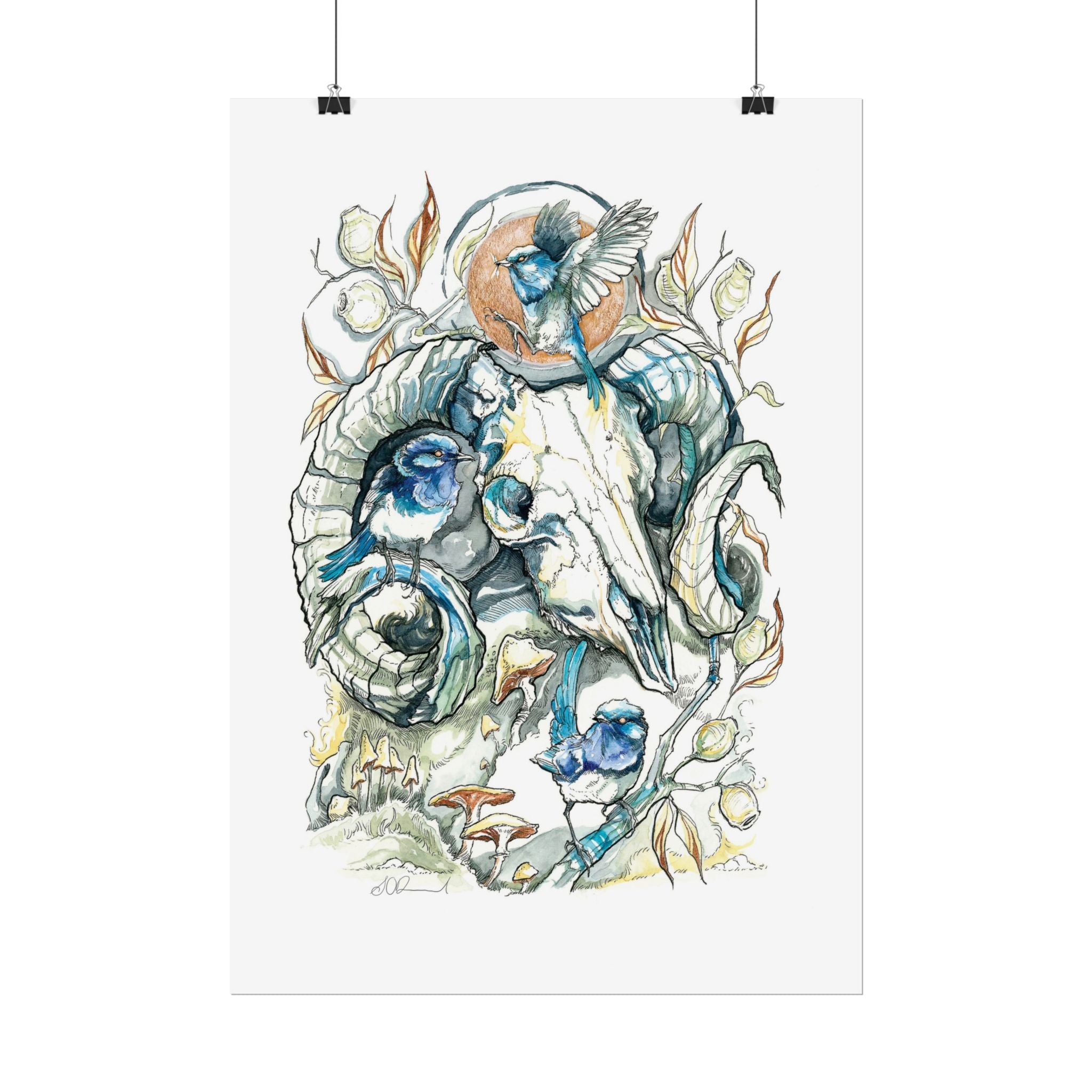 Ram Skull Poster Print