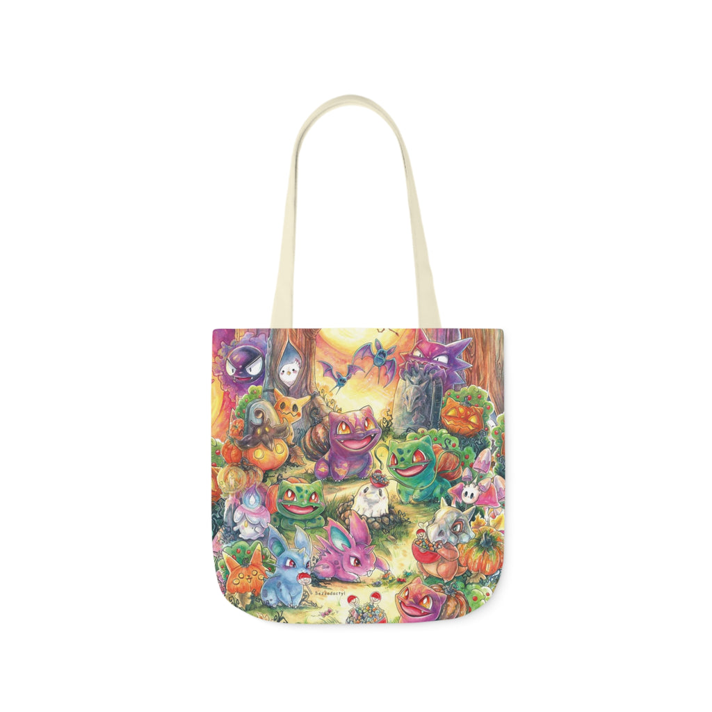 Canvas Tote Bag, 5-Color Straps - Halloween Friends