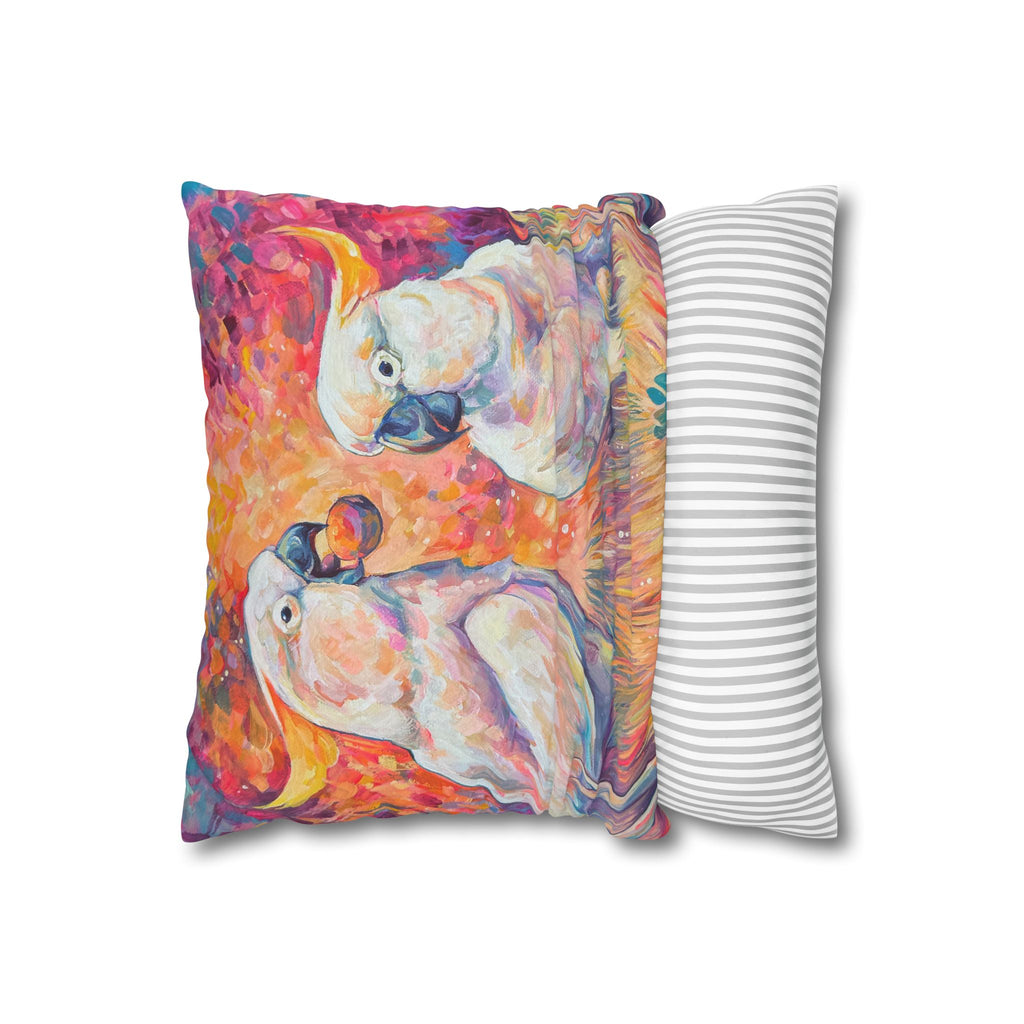 Square Poly Canvas Pillowcase - Cockatoos