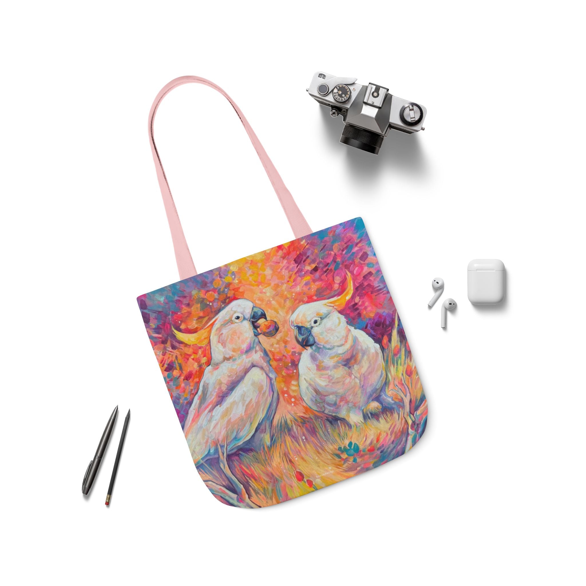 Tote Bag, 5-Color Straps - Cockatoos