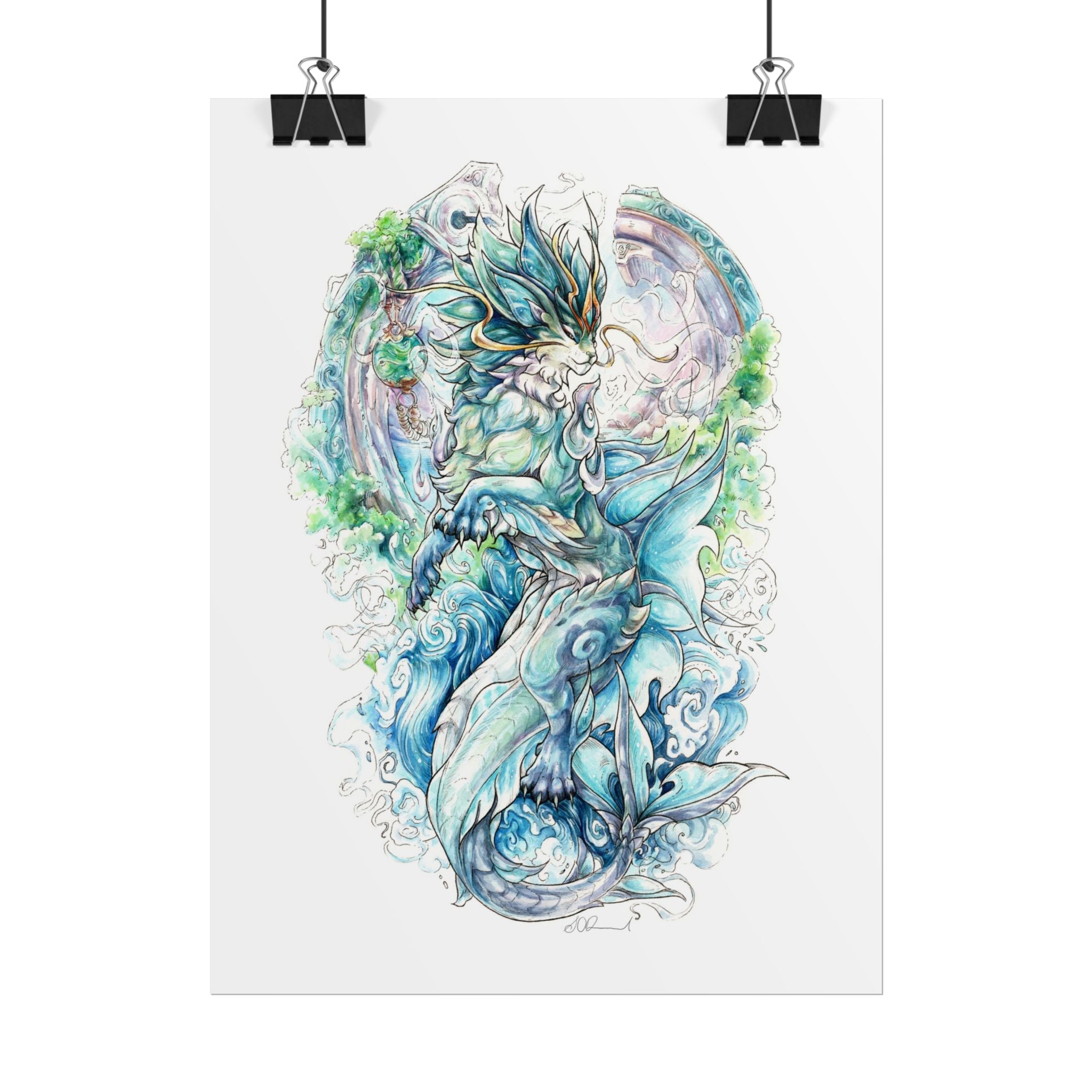 Cat Dragon Poster Print