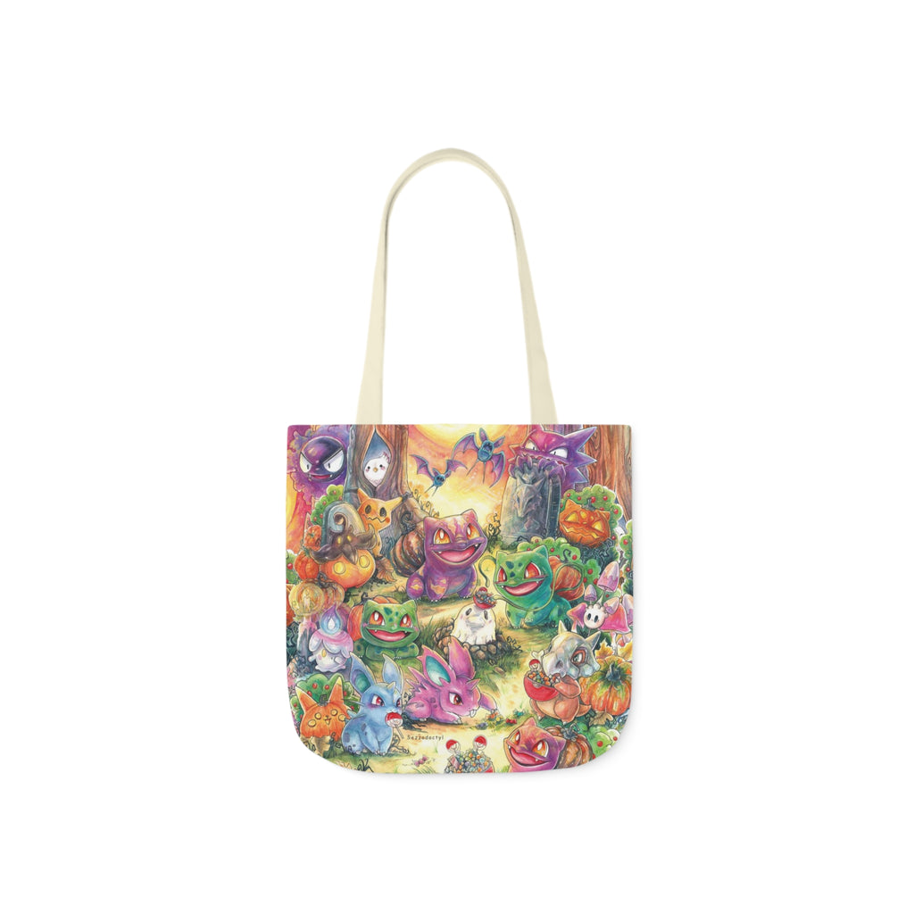 Canvas Tote Bag, 5-Color Straps - Halloween Friends