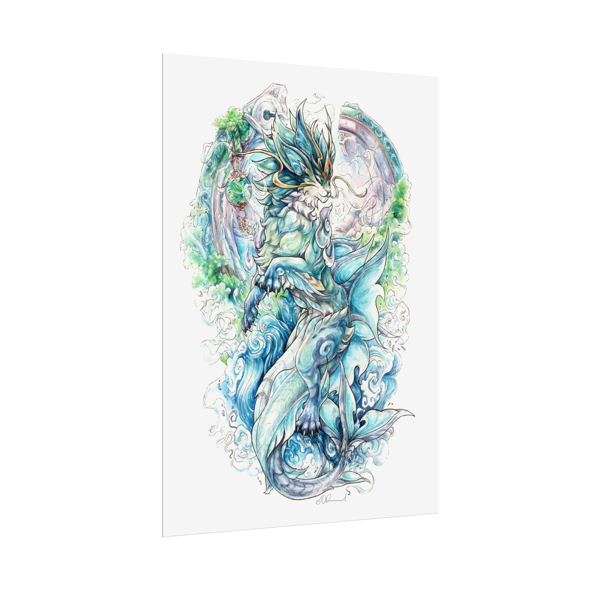 Cat Dragon Poster Print