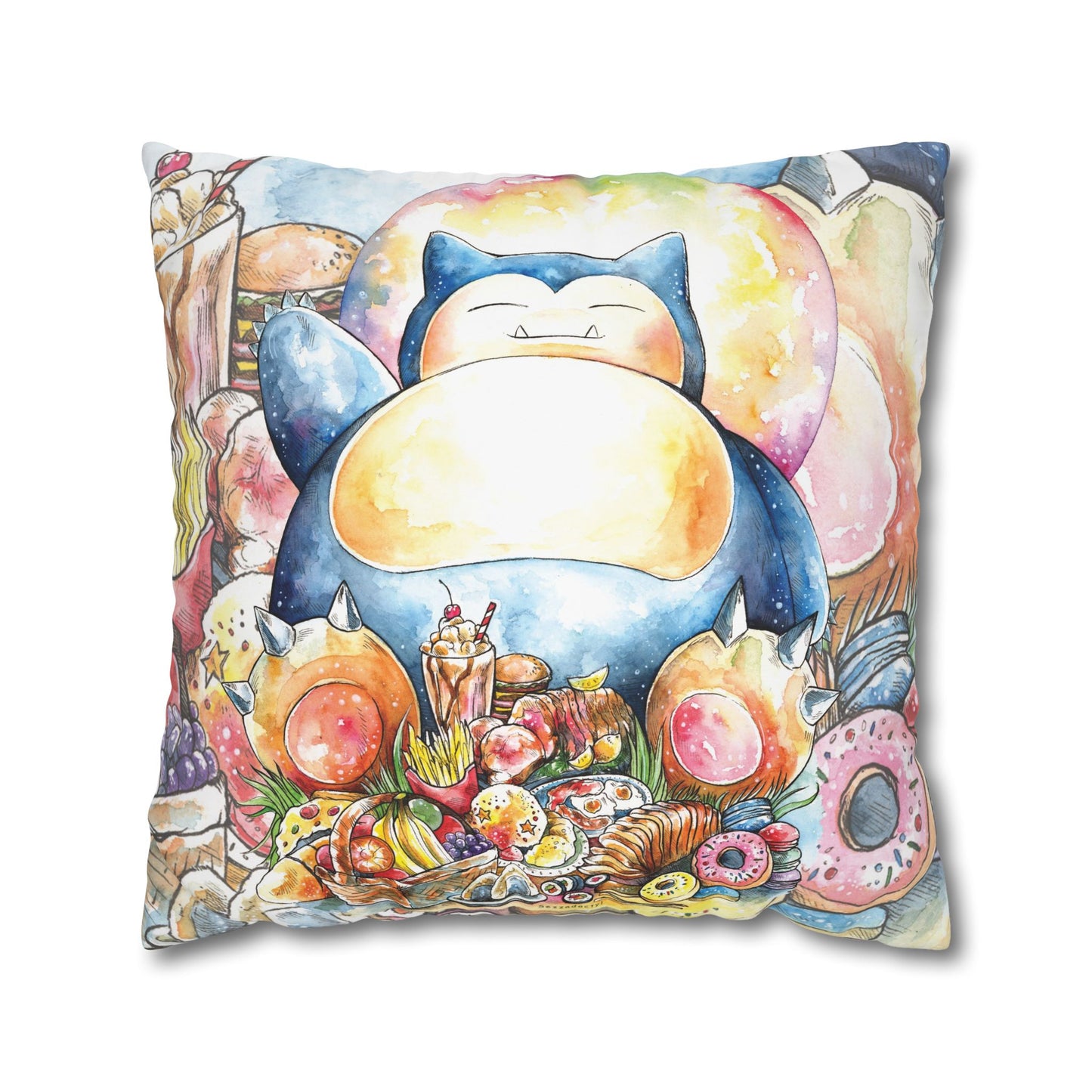 Square Poly Canvas Pillowcase - We Love Food