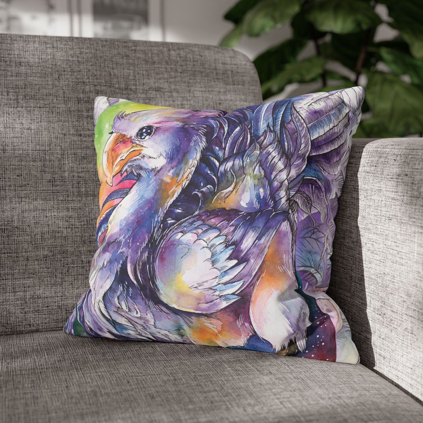 Square Poly Canvas Pillowcase - Purple Chocobo