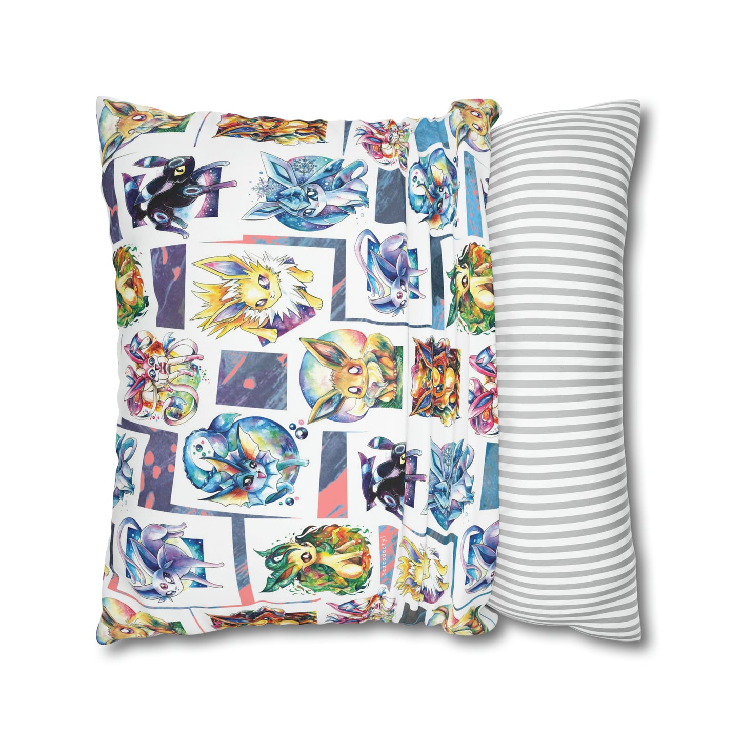 Square Poly Canvas Pillowcase - Foxes