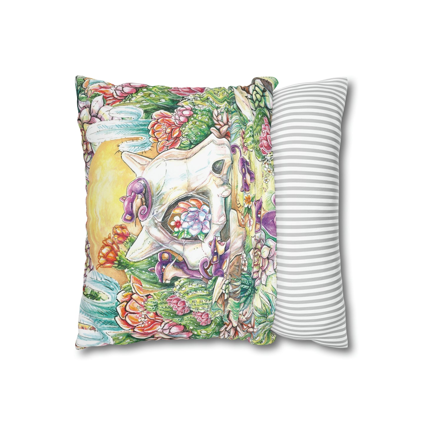 Square Poly Canvas Pillowcase - Skull with Rats