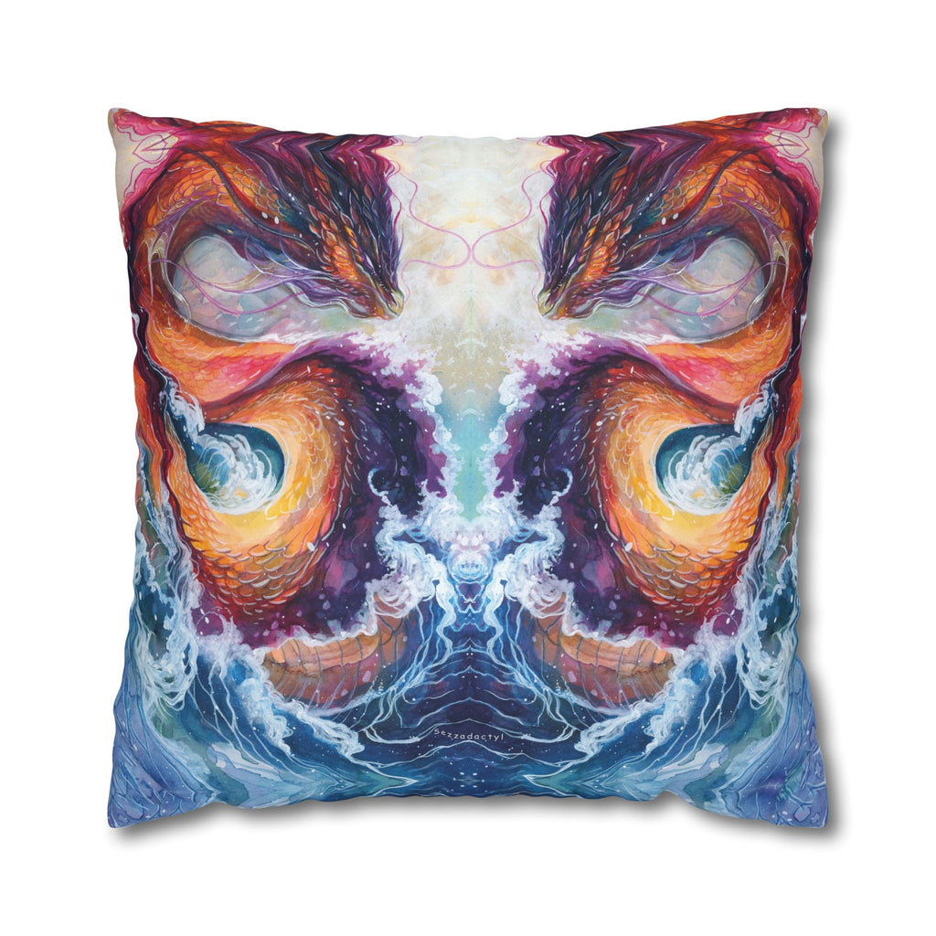 Square Poly Canvas Pillowcase - Serpent of the Lake